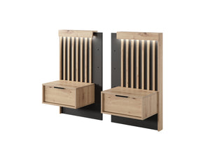Set of Bedside Tables TALLY Oak Artisan / Grey