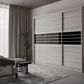 DOVER 250cm Sliding Door Wardrobe Oak Craft / Graphite Glass