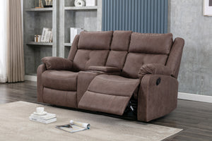 Cavsey 2 Seater Sofa with Console Chestnut Brown (Recliner)