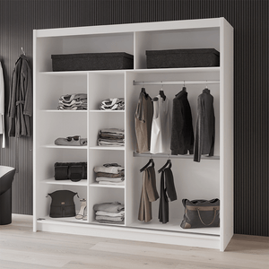 KINGSTON 203cm Sliding Door Wardrobe Oak Canyon + White + Mirror
