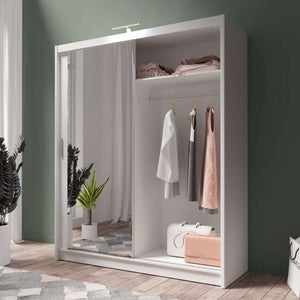 White Full Mirrored Sliding Door Wardrobe 180cm – ALDRIDGE