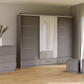 Graphite Mirrored Sliding Door Wardrobe 255cm –  EPSOM