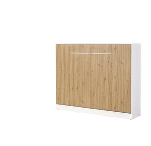 SPACEO Horizontal Wall Bed 140x200 White / Oak Artisan / White Handles