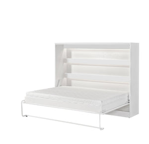 SPACEO Horizontal Wall Bed 140x200 White / Black Handles