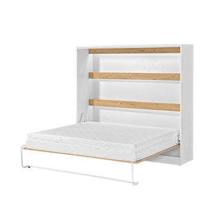 SPACEO Horizontal Wall Bed 160x200 White / Oak Artisan / Black Handles