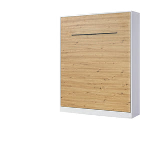 SPACEO Vertical Wall Bed 160x200 White / Oak Artisan / Black Handles