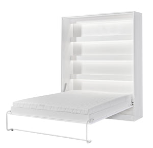 SPACEO Vertical Wall Bed 160x200 White / White Handles