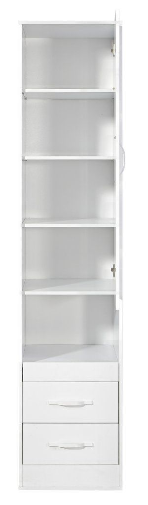 SPACEO Tall Storage Cabinet White / Oak Artisan / Black Handles